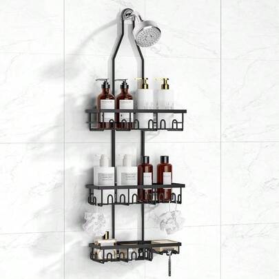 Shower CaddyRustproof Shower Shelves Over Shower Head Extended Length Shower Rack With Soap Holder