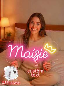 Customized Name Neon Light Room Decor, Rectangular Glowing Sign, Halloween Christmas Decoration, Personalized Holiday Gift, Home Decor USB LED Light Sign, Bedroom Wall Decor Light For Wedding, Graduation, Christmas, Holiday Gifting - Neon Sign 3 - View 3