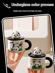 Super life 1pc Cute Panda Pattern Ceramic Coffee Mug - Washable Tea Cup, Gift For Panda Lovers - Multicolor - View 7