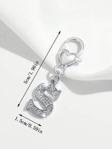 1pc Fashionable Minimalist Style Hollow Out Rhinestone Studded 26 English Letter Unisex Keychain Pendant Accessory - Silver XYK2024 - View 39