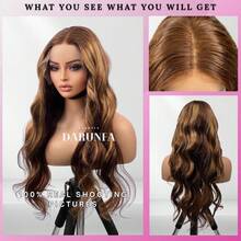 Peluca frontal de encaje de 13x4 4/27 color marrón degradado, de 28 pulgadas de largo, con ondas corporales rectas, reemplazo de frontal de encaje previamente decolorado, sin pegamento, suave, para mujeres y niñas para uso diario, fiestas y eventos