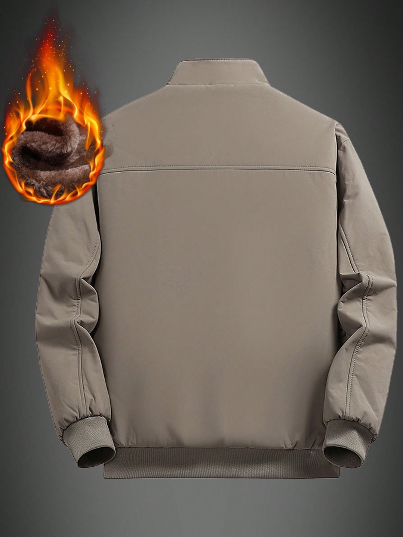 معطف سميك للرجال مبطن بالحرارة وبسحاب، شتوي