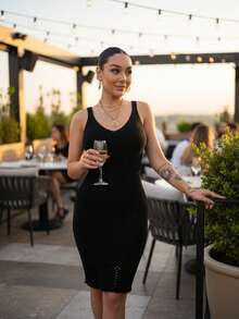 Vestido Feminino Alcinha Midi com detalhes nas pontas Festa