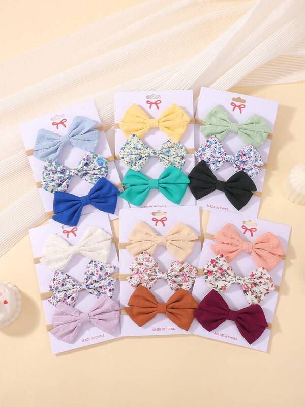 3 sztuki/zestaw minimalistycznych opasek na głowę z kokardką w kwiaty i jednolity kolor, supermiękkie nylonowe akcesoria do włosów dla dziewczynek