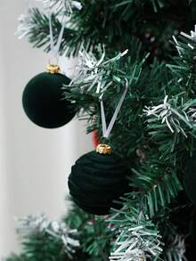 12件/套圣诞装饰天鹅绒圣诞球，深绿色圣诞球饰品，防碎植绒圣诞树球，圣诞树装饰品，圣诞树饰品，圣诞派对用品，圣诞家居装饰，圣诞装饰，圣诞球，圣诞树装饰，圣诞饰品，家居装饰，房间装饰，圣诞派对装饰，2026新年装饰，冬季圣诞装饰，家居圣诞礼物，圣诞装饰