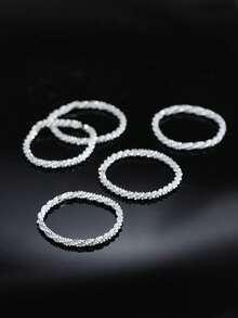1-5pcs Shiny Gypsophila Ring Set, Women Shimmery Rings Closed Super Glitter Chain Rings