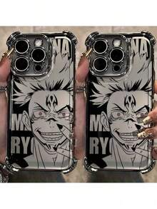 Anime Cool Blutrünstiger Junge Muster Handyhülle für iPhone 16 15 14 13 12 11 Pro Max X XR XS Max 8 7 Plus Stoßfest Transparent Weiche Rückseite