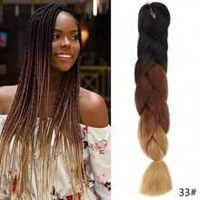 Extensiones de trenzas sintéticas de color ombre afro de 24 pulgadas de largo para mujeres, cabello Kanekalon