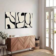 3-Piece Set Wooden Frame Modern Minimalist Style Black Line Art Canvas Set - 3 Minimalist Abstract Wall Decorations, Suitable For Living Room, Bedroom, Home Decoration Packaging Canvas - Nhiều màu - Xem 4