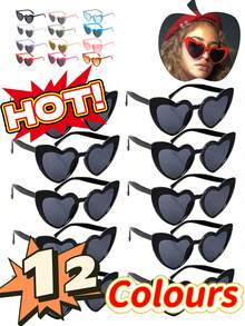 10副女士心形时尚眼镜，时尚猫眼心形时尚眼镜，复古可爱时尚眼镜 - 彩色 - 查看 4