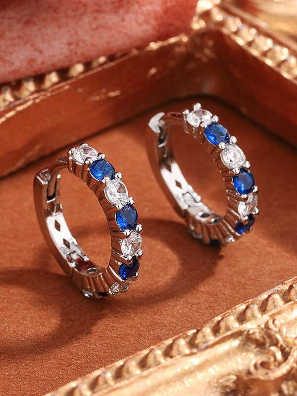 أقراط حلقية من الزركونيا الفاخرة وأقراط إبزيم للنساء، عصرية وأنيقة