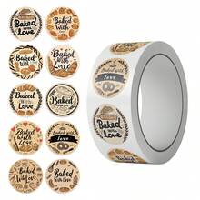 500pcs Baked With Love Stickers Designs, Self-Adhesive Reusable Decals For Crafts, Junk Journals, Scrapbooking & Creative Projects Roll Stickers