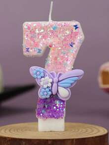 1支优雅蝴蝶数字生日蜡烛（0-9），适用于婚礼、周年纪念、迎婴派对、新娘送礼会、生日、乔迁派对 - 闪光蛋糕装饰品 - 石蜡蛋糕装饰用品 - 彩色 - 查看 21