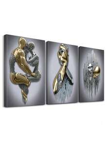 3pcs Modern Wall Art, Decorative Artwork, Metal Print Posters, Fashion Canvas Artwork Paintings, Elegant Wall Art, Classic Paintings, Room Aesthetic, Home Decoration, Ideal Gift, For Living Room, Bedroom, Bathroom, Optional Frame, Wall Art With Frame