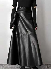 Slit Waist Slimming Fitted Pencil Skirt For Women - Black - View 1