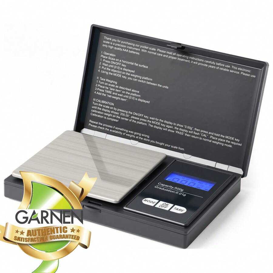 Garnen Jewelry Scale 500g/0.01g Precision Gram Scale Digital Weight Grams Ounces, Small Scale Portable Mini Pocket Scale For Coffee Spices Lab Kitchen - màu đen - Xem 1