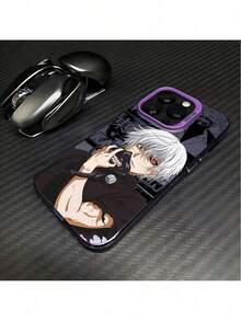 Custodia per telefono Anime Hot-Bloody cartoni animati Kaneki Ken per iPhone 16, 15, 14, 13, 12, 11 Pro Max, X, XR, XS Max, 8, 7 Plus - Retro opaco antiurto - Nero trasparente - Visualizzare 3