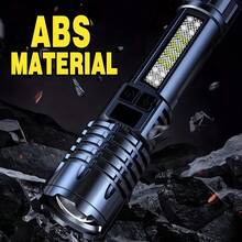 High-Brightness Rechargeable LED Tactical Flashlights, A Total Of 5 Modes, COB Side Lights, Adjustable Focus, USB C Interface, Suitable For Outdoor Adventure, Camping, Travel And Emergency, Bright Outdoor Lighting - 黑色 - 查看 6