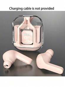 1 Transparent TWS Wireless Bluetooth Earphone, Stereo Wireless Earphone, LED Battery Display, Type-C Charging Case Compatible With All Smartphones, Suitable For Gaming, Music, Outdoor Sports/Business, Adult Use, Capacitive Microphone, Rechargeable 150mAh Battery, Polymer Lithium-Ion