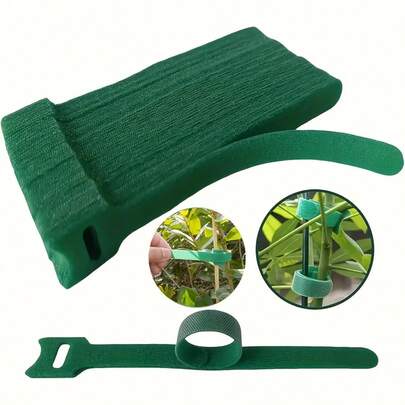 Reusable 6-Inch Adjustable Slip-Resistant Nylon Plant Ties With Hook-And-Loop Fasteners, Green - Perfect For Climbing Plants, Support, And Garden Maintenance | And Easy-To-Use Gardening Tool