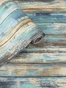 1 卷（1 米/3 米/5 米）复古蓝色木纹壁纸，15.75 英寸宽，复古美式装修，即撕即贴，DIY 可移除，不留残留，防水，防潮，易于清洁，适用于洗衣机、通风罩、厨房角落、橱柜、浴室隔断、餐厅厨房、桌子、家居装饰 PVC 装修贴纸 - 彩色 - 查看 3