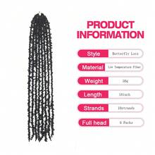18英寸10股50克钩针接发蝴蝶结合成发辫低温纤维女士 - 彩色 - 查看 6