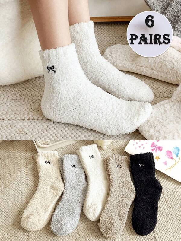 3 Paar Damen Plüsch Warme Mode Flauschige Socken mit zufälliger Farbauswahl, geeignet für Herbst/Winter