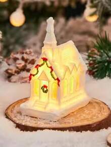 1pc Đồ trang trí Giáng sinh bằng nhựa Giáng sinh Ngôi nhà nhỏ Cảnh quan nhỏ Đồ trang trí ngôi nhà tuyết phát sáng, Giáng sinh - Nhiều màu - Xem 35