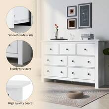 Modern And Minimalist Dining Room Cabinet With Large Capacity, Sideboard With Multiple Drawers, Wood-Colored Coffee Cabinet With Drawers For Entryway, Kitchen, Dining Room And Living Room. - White + Particle Board - View 2