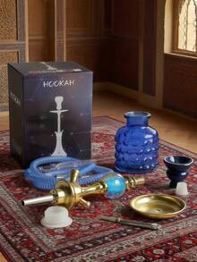 Portable Hookah Set (Includes Bowl, Hose, Charcoal Tray, Tongs), Premium Single-Hose Hookah, High-End Glass Hookah With Acrylic Stem & Metal Hose, No Electricity Needed, Back To School, Valentine's Day, Father's Day Gift, Suitable For Bars, Clubs, KTVs, Home & Restaurants, Easy To Carry - one-size - View 6