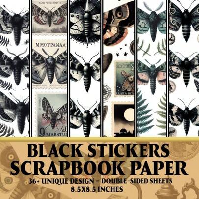 Black Scrapbook Paper: 36+ Decorative Paper Wrapping, Journaling, Scrapbooking, Projects