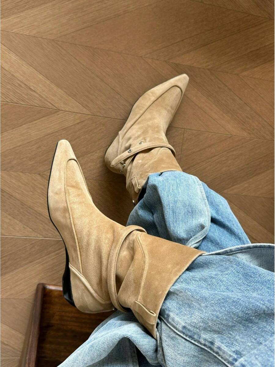 Women Western Boots - Khaki (velvet Lining) - View 1
