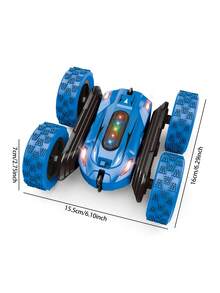 1 件遥控特技车，带彩色 LED 灯，2.4GHz 全地形遥控车，4WD 360° 旋转翻转玩具车，可充电遥控车玩具，适合 6-8 岁和 8-12 岁儿童，是圣诞节、万圣节、复活节、新年、生日的绝佳礼物（蓝色、绿色、红色）