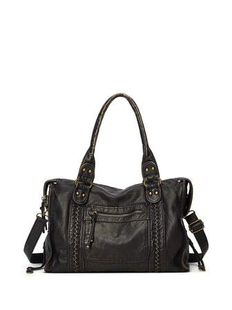 女士新款欧美时尚复古手提包机车包大容量旅行托特包适合外出通勤/出差和日常使用