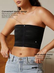 1件装女士胸部压缩背心，拉链式胸部束缚带，可调节无缝胸部平整/女同性恋胸部束缚上衣