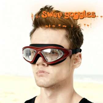 1 st. stora bågar högupplösta anti-imma simglasögon, vuxna närsynta vattentäta simglasögon, dykutrustning