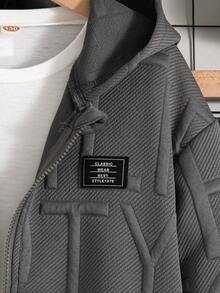 2pcs/Set Boys Casual Solid Color Zipper Hoodie Jacket And Pants Outfit, Spring/Autumn