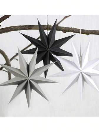 5pcs 3D Nine-Pointed Star Hanging Decorations, (5pcs/3pcs/1pc) Suitable For Room Decor, Party, Christmas, Garden Decor, Wedding, Birthday, Graduation Gifts, Home Wall Decor, Halloween, Christmas Tree Decor, Birthday Decor, Party Home Garden Background Decorations