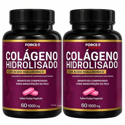 Colágeno Hidrolisado com Ácido Hialurônico Turbo Black Vitamin 60 Comprimidos 1000mg Kit c/ 02 Unidades