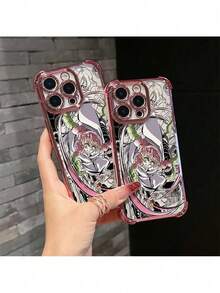 Kreative Schwarze Comic D-Dämon Graffiti Rosa Schwert Krieger Jäger Handyhülle Geeignet für 17 16e 16 15 14 13 12 11 Mini Pro Max Air X XR XSMAX 8 7 Plus Anti-Fall Transparente Weiche Rückseite, Alltagshülle, Schwertkämpfer, Anime Design, Spritzgegossen, Langlebiges Material, Benutzer - Pink - Übersicht 5