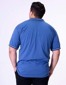 Men's Polo Shirt Embroidered Cotton Casual Shirts Various Colors Polo Collar T-Shirt Plus Size Work - 牛仔布 - 查看 5
