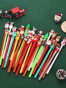 20 piezas - Bolígrafos navideños, bolígrafo de bola navideño de 0.5 mm con tinta de gel negra, bolígrafo de personaje navideño, bolígrafo de gel de dibujos animados navideños adecuado para útiles escolares y de oficina, papelería creativa de oficina, bolígrafo neutro de expresión demoníaca, bolígrafo de regalo lindo para Halloween, bolígrafo a base de agua, bolígrafo de firma de oficina, bolígrafo de rodillo negro de 0.5 mm a granel para suministros de fiesta de Halloween y Acción de Gracias, estilo aleatorio, Navidad