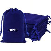 2025Shintop 20pcs Velvet Bags With Drawstrings, 4x6inch Gift Bags Black Velvet Jewelry Pouches For Dice Wedding Party Favor - 藍色 - 查看 12