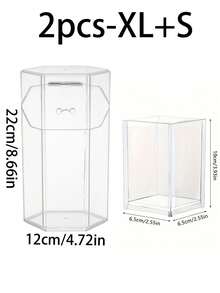 1 件带盖化妆刷架，防尘化妆刷收纳盒，简约塑料方形笔筒和化妆刷收纳桶，透明化妆品收纳，适用于卧室和家居必需品，展示盒保护刷子收纳（无珍珠） - 彩色 - 查看 8