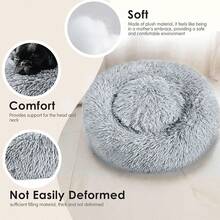 Dog Bed Calming Dog Beds For Small Medium Dogs-Round Donut Washable Puppy Dog Bed, Anti.Slip Faux Fur Fluffy Donut Cuddle Anxiety Cat PetBed(28" Dark Grey) - 淺灰色 - 查看 4