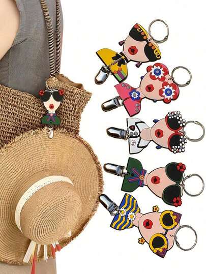 Pinces à chapeau pour femmes - Style adorable avec chaîne/sangles, organisateur de chapeau anti-perte pour grands bords - Accessoires de sac (cadeau idéal pour les femmes), pince à casquette de voyage, organisateur de sac à dos multifonction pour chapeau de paille, convient pour les chapeaux de soleil, les chapeaux de plage et diverses protections de chapeau. Idées de cadeaux pour sacs, voitures, enseignants, amis, sœurs