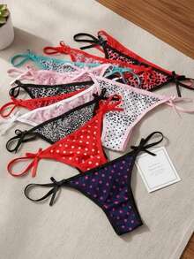 KIT 10 THONGS SEXY FEMININE STRIP THONG LINGERIE INTIMATE FASHION PLEASE HUSBAND - 彩色 - 查看 2