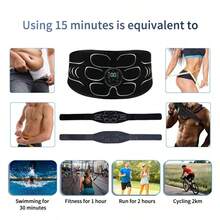 新款EMS肌肉训练腰带，带按摩功能，辅助减重训练 - USB充电，尺寸可调节，适合核心肌群和稳定性训练，黑色，健身配件，时尚设计，经久耐用，理想的情人节礼物 - 2025款30檔按摩-白色 - 查看 7