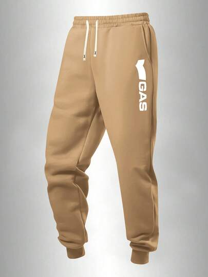 Men's Casual Sweatpants, Letter Print Pattern, With Pockets, Drawstring Waist, Suitable For Spring, Summer, Autumn Streetwear, Jogging, Travel, Vacation, Outdoor, Commuting, Camping, An Ideal Gift For Husband Or Boyfriend