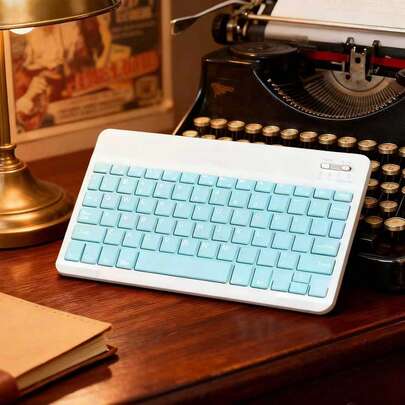 Teclado inalámbrico Bluetooth recargable ultrafino, diseño portátil y compacto, adecuado para teléfonos inteligentes, tabletas, computadoras, teléfonos móviles, 10 pulgadas, teclado de computadora, teclado de teléfono móvil, teclado mecánico, teclado portátil